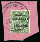 Stamp of Ireland » 1922-35 Overprint Collections 1922 Specialised assembly of mostly Skeleton and or rubber postmarks tying singles, multiples and combination frankings to fragments, plus three envelopes, showing a wide range of town markings in black & violet, some of