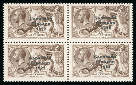 Stamp of Ireland » 1922-35 Overprint Collections 1922-25 Specialised and mixed assembly of odds and ends, showing mostly the lower values from 1/2d to 1s, both in mint and used, multiples including pairs, blocks of four, six, eight, ten and twelve varieties, a few usef