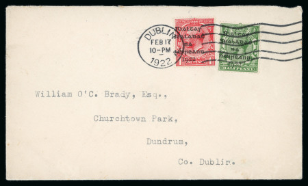 Stamp of Ireland » 1922 (Feb) Dollard Overprints (T1-T14) 1/2d green and 1d scarlet, two singles, both tied by