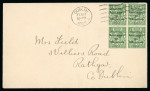Stamp of Ireland » 1922 (Feb) Dollard Overprints (T1-T14) 1/2d green, block of four, tied by Hey-Dolphin machine