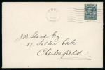 Stamp of Ireland » 1922 (Feb) Dollard Overprints (T1-T14) 4d grey-green, single, tied by machine first day cancels CORK/17.FEB.1922, on envelope sent to Chesterfield