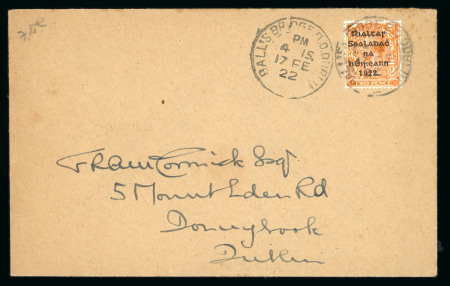 Stamp of Ireland » 1922 (Feb) Thom Overprints (T15-T19) 2d orange, die I and II, both singles, tied by first
