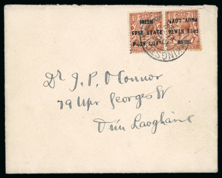 Stamp of Ireland » 1921 Unofficial Overprints KINGSTOWN: 1922 Envelope franked GB 1 1/2d red-brown,