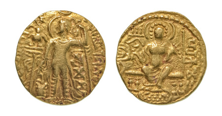 Stamp of Coins » Gupta Gupta Empire, Samudragupta, c. 335-375, AV dinar, 7.65 g. Javelin
