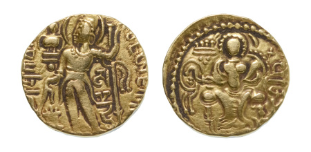 Stamp of Coins » Gupta Gupta Empire, Samudragupta, c. 335-375, AV dinar, 7.90 g. Javelin
