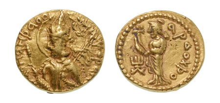 Stamp of Coins » Kushan Kushanas, Huvishka, c. 151-192, AV dinar, 7.85 g. Ardoksho