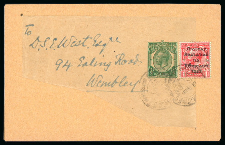 Stamp of Ireland » Political & Transitional Periods » British Postal Stationery - February 17, 1922 to July 23, 1924 1924 British GV 1/2d green, wrapper used to Dun Laoghaire