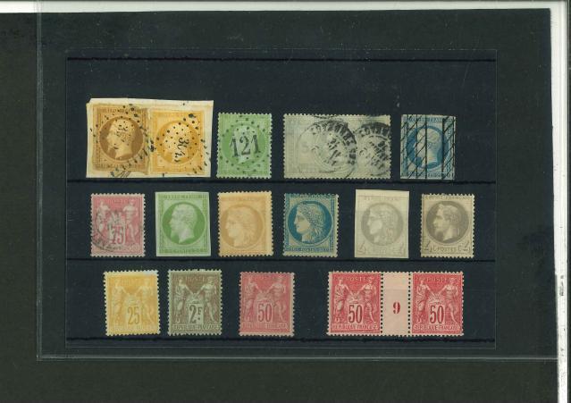 Stamp of France » Collections 1849-1900, lot de quinze classiques neufs */(*)/oblitérés