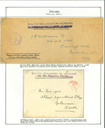 Stamp of Ireland » Political & Transitional Periods » Official Paid Markings 1922-39 Transition period at later Official Mail: Attractive