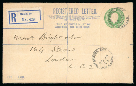 Stamp of Ireland » Political & Transitional Periods » British Postal Stationery - February 17, 1922 to July 23, 1924 1923-24 Transition period Registered envelope: Attractive