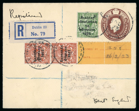 Stamp of Ireland » Political & Transitional Periods » British Postal Stationery - February 17, 1922 to July 23, 1924 1923 Transition stationery envelopes: 1919 GB 1 1/2d
