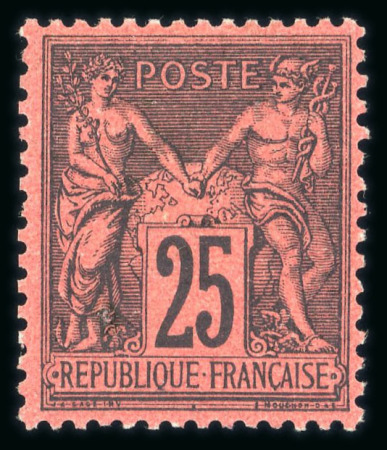 Stamp of France » Type Sage 1876-1900 1876, Sage Y&T n°91, 25c noir sur rouge, neuf *, très