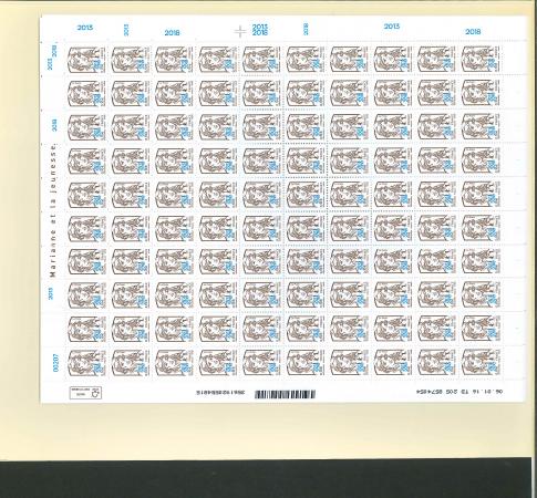 Stamp of France » Émissions à partir de 1900 2018, Marianne de la jeunesse Y&T n° 5234, douze feuilles