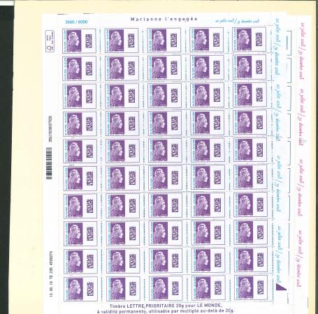 Stamp of France » Émissions à partir de 1900 2018, Marianne d'Yz Y&T n° 5270-5271, feuilles entières