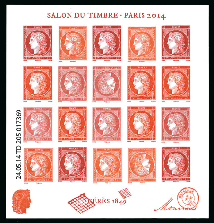 Stamp of France » Blocs et Feuillets 2014, feuillet Cérès Y&T n° F4871 lot de dix feuillets
