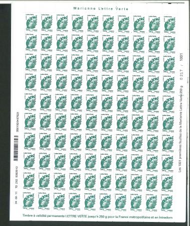 Stamp of France » Émissions à partir de 1900 2011, série Marianne de Beaujard Y&T n° 4593-4596 jeu