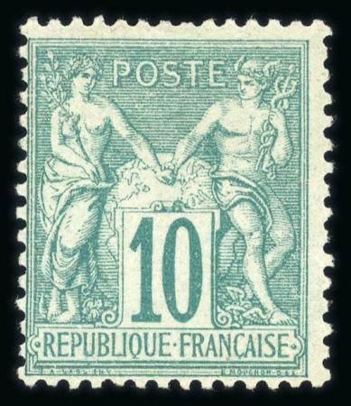 Stamp of France » Type Sage 1876-1900 1876, Sage Y&T n°65, 10c vert type 1, neuf * MH, signé