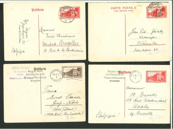 Stamp of Colonies françaises » Sarre CANCEL Entiers Postaux : 1921-1930, lot de six entiers postaux