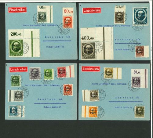 Stamp of German States » Bavaria 1920, four nice covers franked with multiple stamps