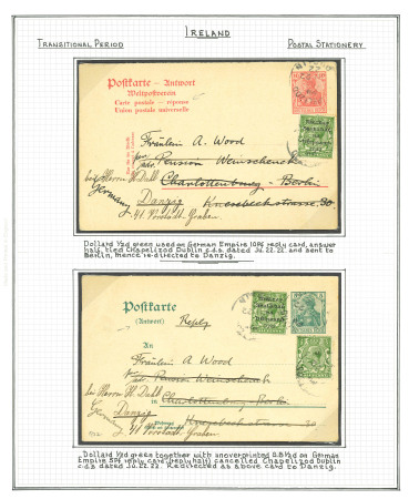 Stamp of Ireland » 1922-35 Overprint Collections 1922-24 Attractive group of 7 stationery cards from