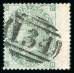 Stamp of Great Britain » 1855-1900 Surface Printed » 1862-64 Small Uncoloured Corner Letters 1862-64 1s green, plate 1, lettered KD and showing "K" in white circle plate variety, used