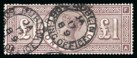 Stamp of Ireland » GB Used In Ireland 1888 Orbs £1 brown-lilac, plate 1, used with two strikes