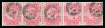Stamp of Ireland » GB Used In Ireland 1883-84 Anchor 5s rose on white paper, a wonderful and unusual horizontal strip of five