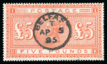 Stamp of Ireland » GB Used In Ireland 1867-83 Anchor £5 orange, plate 1, used with centrally
