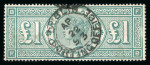 Stamp of Ireland » GB Used In Ireland 1887-92 Crowns £1 green, used with centrally struck Dublin Sorting Office cds