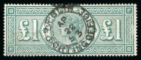 Stamp of Ireland » GB Used In Ireland 1887-92 Crowns £1 green, used with centrally struck Dublin Sorting Office cds