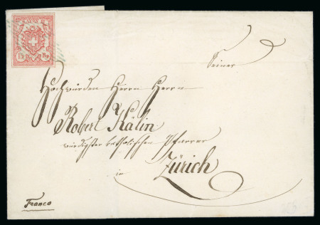 Stamp of Switzerland / Schweiz » Rayonmarken » Rayon III (grosse Ziffer) 1854, Rayon III grosse Wertziffern, Type 1, Brief