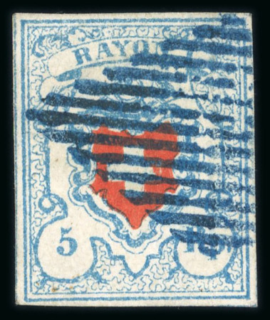 Stamp of Switzerland / Schweiz » Rayonmarken » Rayon I, hellblau, ohne KE (STEIN U) 1851, Rayon I hellblau, Type 30, Stein U-RU
