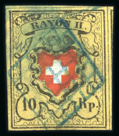 Stamp of Switzerland / Schweiz » Rayonmarken » Rayon II, gelb, ohne Kreuzeinfassung (STEIN A 1) 1850, Rayon II, Type 10, Stein A1-U