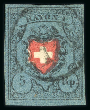 Stamp of Switzerland / Schweiz » Rayonmarken » Rayon I, dunkelblau ohne Kreuzeinfassung 1850, Rayon I dunkelblau ohne Kreuzeinfassung, Type 35