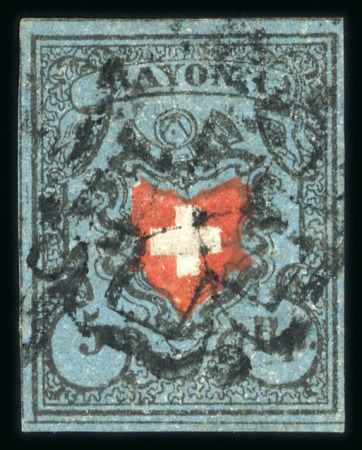 Stamp of Switzerland / Schweiz » Rayonmarken » Rayon I, dunkelblau ohne Kreuzeinfassung 1850, Rayon I dunkelblau ohne Kreuzeinfassung, Type 39