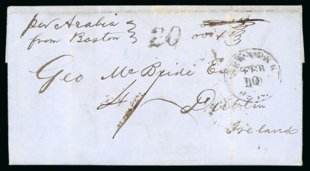 Stamp of Ireland » Transatlantic Mail to, from and via Ireland 1857 (10.2) Folded entire from New York to Dublin,