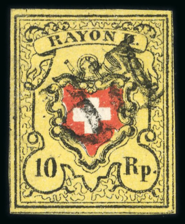 Stamp of Switzerland / Schweiz » Rayonmarken » Rayon II, gelb, ohne Kreuzeinfassung (STEIN B) 1850, Rayon II, Type 40, Stein B-RO