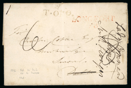 Stamp of Ireland » Pre-Stamp Postal History » Independant Post Office Period - 1784-1831 1816 Folded letter sheet from Longford to Dublin, showing