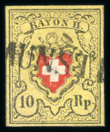 Stamp of Switzerland / Schweiz » Rayonmarken » Rayon II, gelb, ohne Kreuzeinfassung (STEIN E) 1850, Rayon II, Type 3, Stein E-RU
