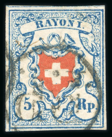 Stamp of Switzerland / Schweiz » Rayonmarken » Rayon I, hellblau, ohne KE (STEIN B1) 1851, Rayon I hellblau, Type 8, Stein B1-RO
