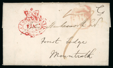 Stamp of Ireland » Pre-Stamp Postal History » Independant Post Office Period - 1784-1831 1819 (4.1) Folded entire to Mountrath, showing a red-crowned