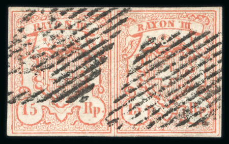 Stamp of Switzerland / Schweiz » Rayonmarken » Rayon III, kleine Ziffer (Rp.) 1852, Rayon III kleine Wertziffern, Paar Type 9 und 10