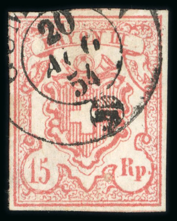 Stamp of Switzerland / Schweiz » Rayonmarken » Rayon III (grosse Ziffer) 1854, Rayon III grosse Wertziffern, Type 8