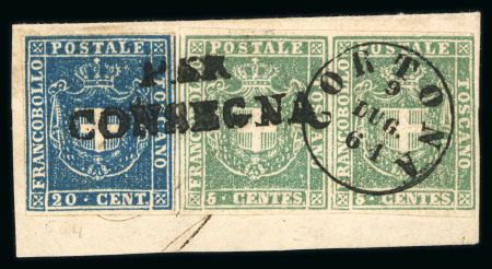 Stamp of Italian States » Tuscany 1860, small letter piece with coat of arms pair