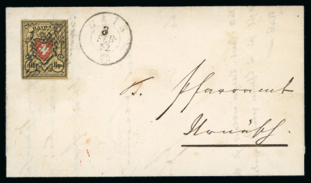 Stamp of Switzerland / Schweiz » Rayonmarken » Rayon II, gelb, ohne Kreuzeinfassung (STEIN A 2) 1852, Rayon II, Type 34, Stein A2-LU auf Brief