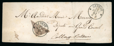 Stamp of Switzerland / Schweiz » Sitzende Helvetia Ungezähnt » 1857-62 Berner Druck, Dickes Papier 1861, 5 Rp. braun, diagonale Halbierung