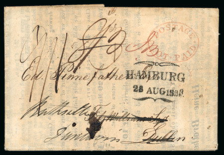 Stamp of Ireland » Pre-Stamp Postal History » Unified Post Period - 1827-1839 1838 (28.8) Folded printed schedule of the Luebeck