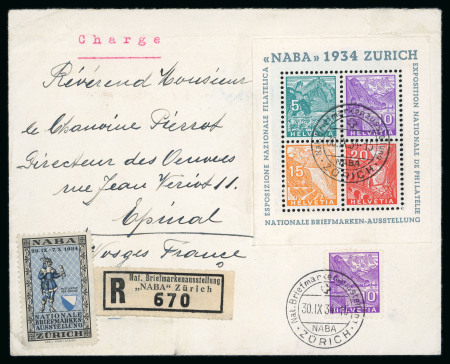 Stamp of Switzerland / Schweiz » Blockausgaben 1934, NABA Zürich mit Zusatzfrankatur und Vignette