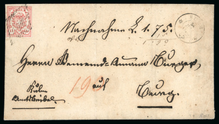 Stamp of Switzerland / Schweiz » Rayonmarken » Rayon III, kleine Ziffer (Cts.) 1853, Rayon III kleine Wertziffern Centimes, Type 4 auf Brief