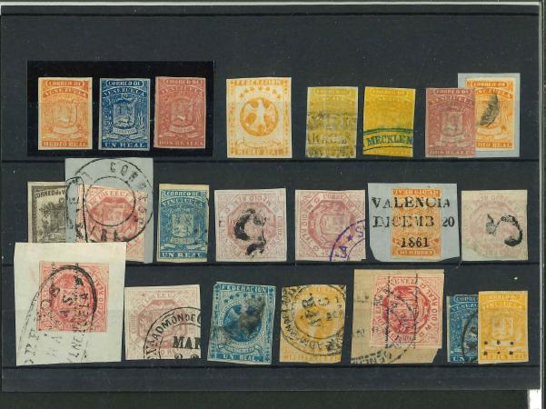 Stamp of Venezuela 1859-1875, interesting 22 mint and used old stamps